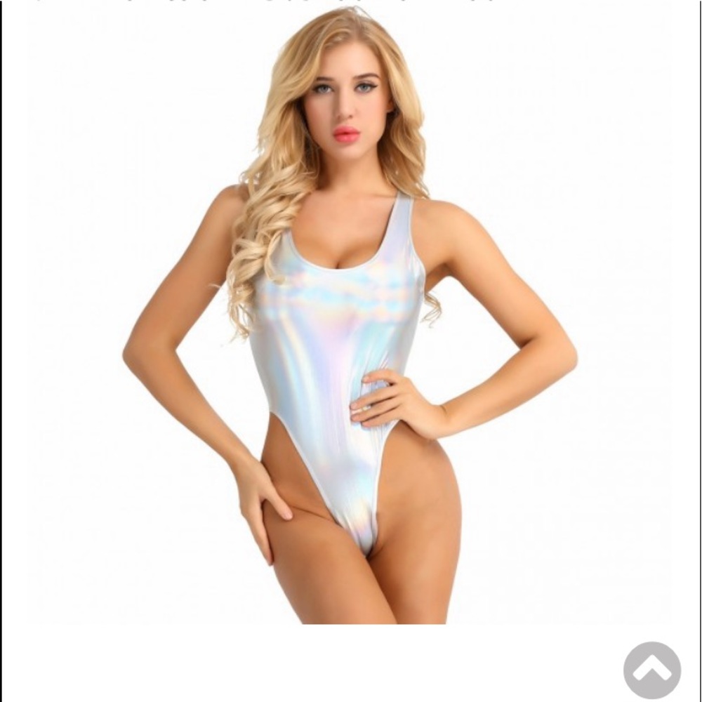 WETLOOK METALLIC HIGH CUT HOLOGRAPHIC Bodysuit